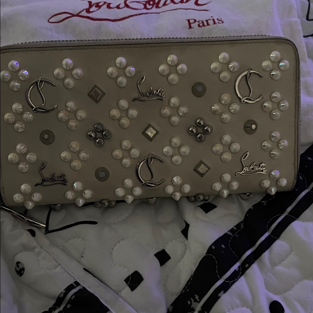 Christian Louboutin Taupe Embellished Wallet - Picture 4 of 4